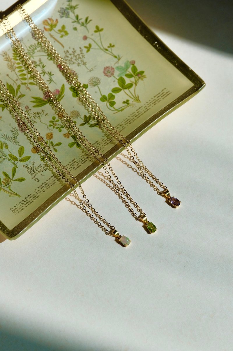 Highlight  天然石镶嵌吊坠 锁骨链 10色 - 耳环/耳夹 - 半宝石 