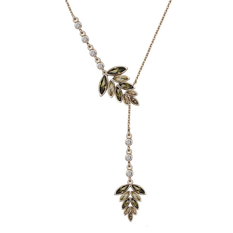 柳.絮羽璀璨彩钻项链 (共两色) - 项链 - 铜/黄铜 金色