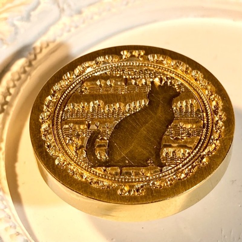 封蜡印章 印头 猫 乐谱 猫之华尔滋 音乐 乐器 - 印章/印台 - 其他金属 金色