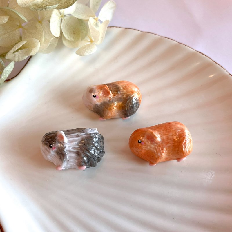 可定制化天竺鼠软陶胸针 - 发饰 - 陶 