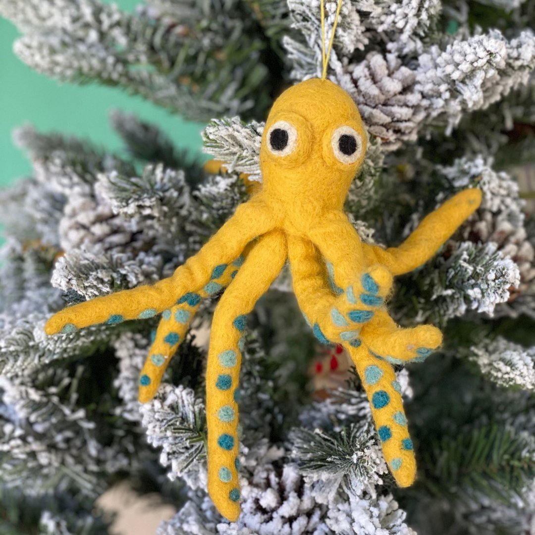 圣诞树吊饰 章鱼 海洋生物 圣诞装饰 羊毛毡圣诞挂饰 圣诞布置 - 摆饰 - 羊毛 