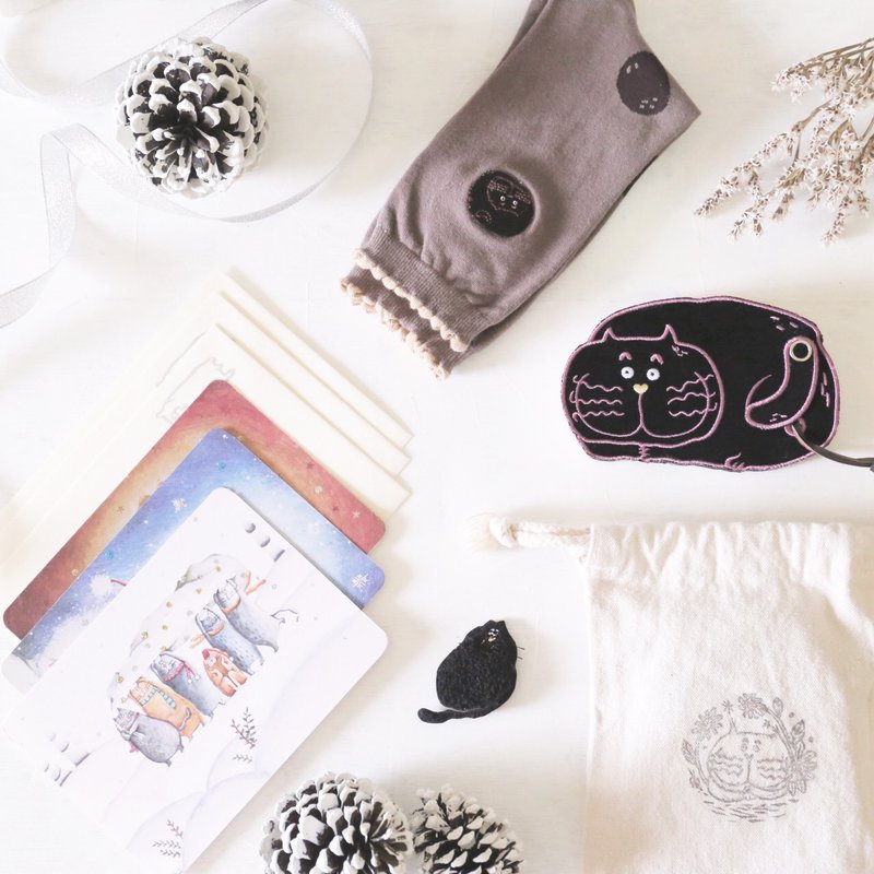 [ 圣诞限定 ] 吉普星球 吉普猫圣诞礼盒/圣诞礼物 - 袜子 - 棉．麻 银色