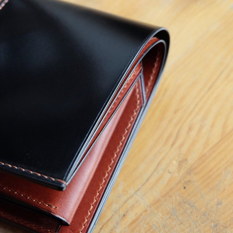 MILDY HANDS - SW01COIN 马臀皮短夹 Horween shell cordovan - 皮夹/钱包 - 真皮 黑色