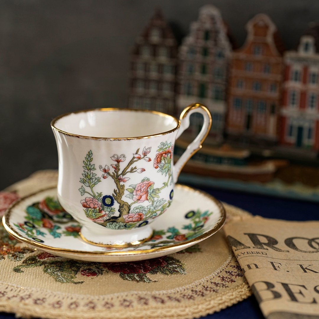 英国Priory Dale '印度花树'系列骨瓷花茶杯组/复古咖啡杯 - 茶具/茶杯 - 瓷 多色