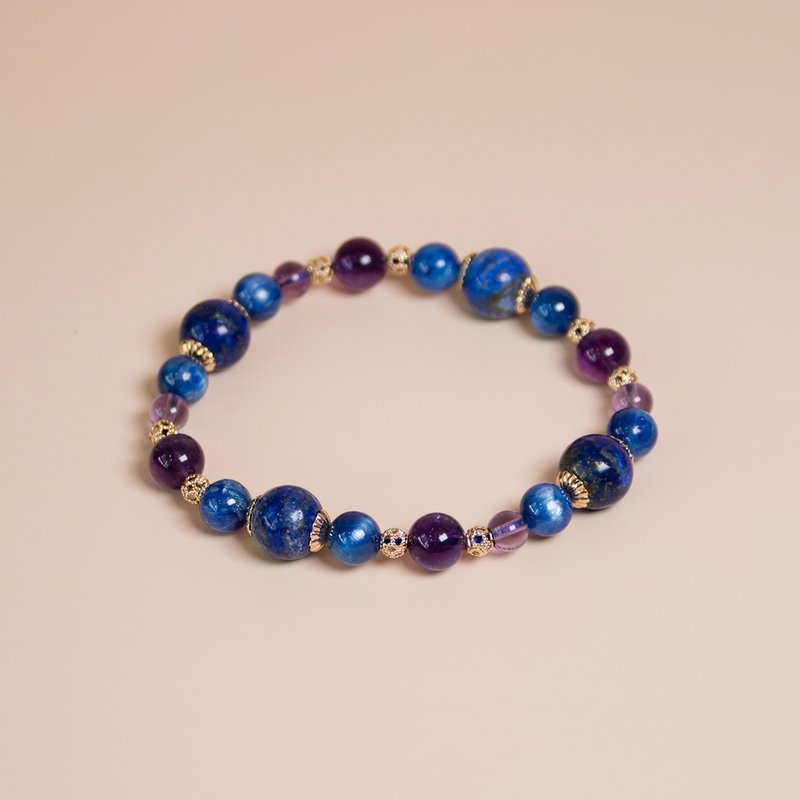 浓蓝青紫 天然石水晶手链 青金石 蓝晶石 紫水晶 - 手链/手环 - 水晶 多色