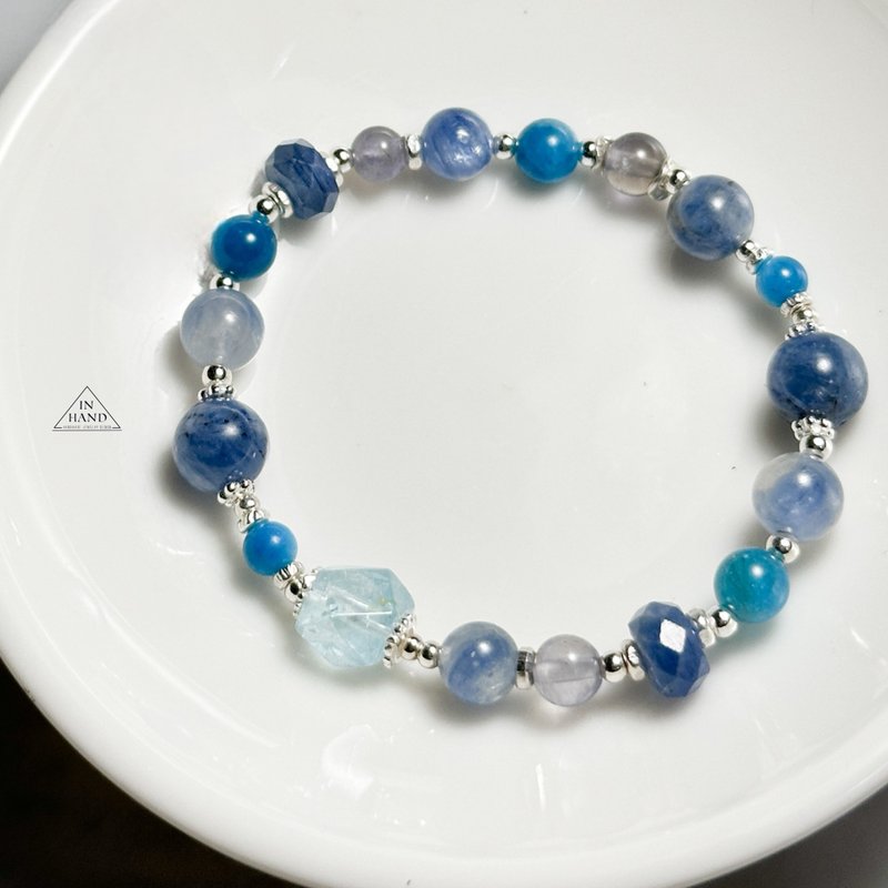 Under the sea-蓝晶石。拓帕石.磷灰石 - 纯银设计款手链 - 手链/手环 - 水晶 蓝色