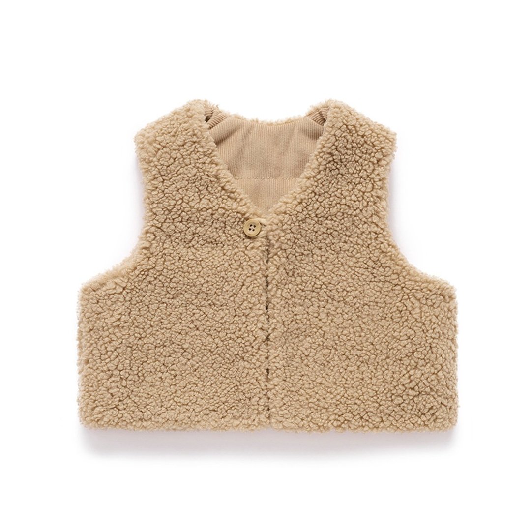 澳洲Purebaby有机棉婴童刷毛双面背心 6M~2T 奶茶色 - 童装上衣 - 棉 