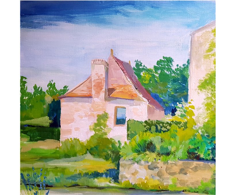 老房子绘画/欧洲原创艺术/乡村墙壁艺术/山寨帆布绘画/乡村景观 - 海报/装饰画/版画 - 其他材质 绿色