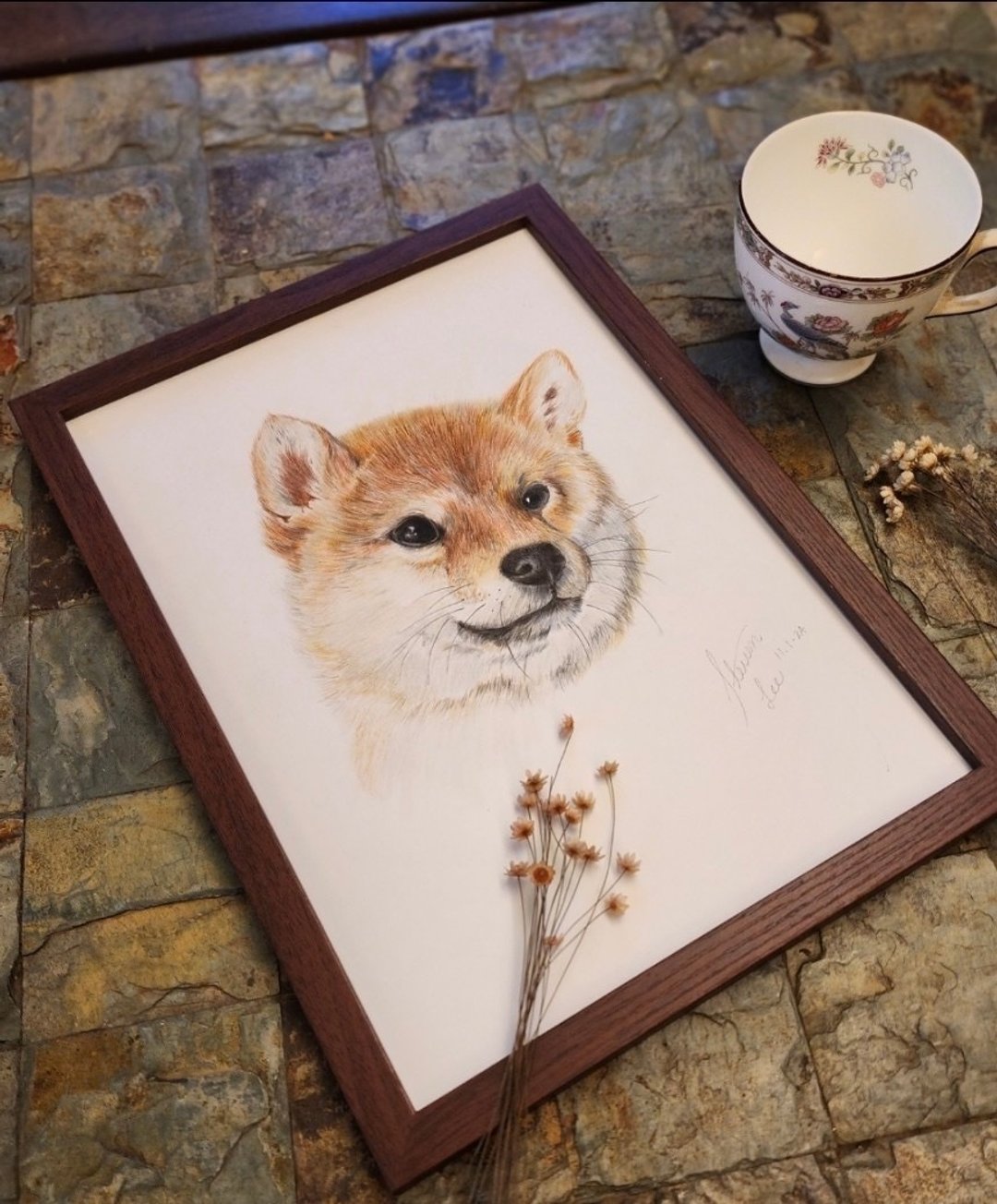 客制宠物画/色铅笔画 附框 - 订制画像 - 其他材质 