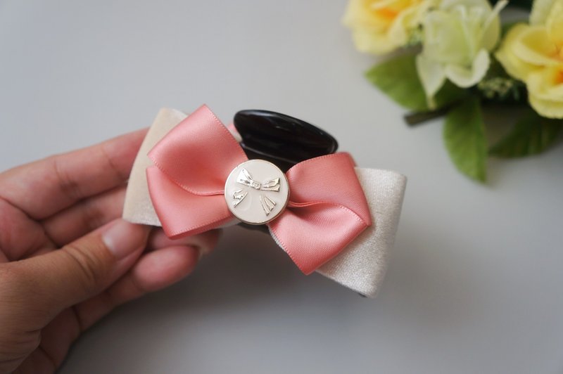 A1-大鲨鱼夹(L)- 鲨鱼夹发夹抓夹盘发夹类 米色金丝绒 - 发饰 - 其他材质 多色