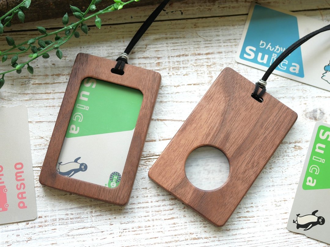 Wooden pass case round [with Acrylic window] walnut - 证件套/卡套 - 木头 咖啡色