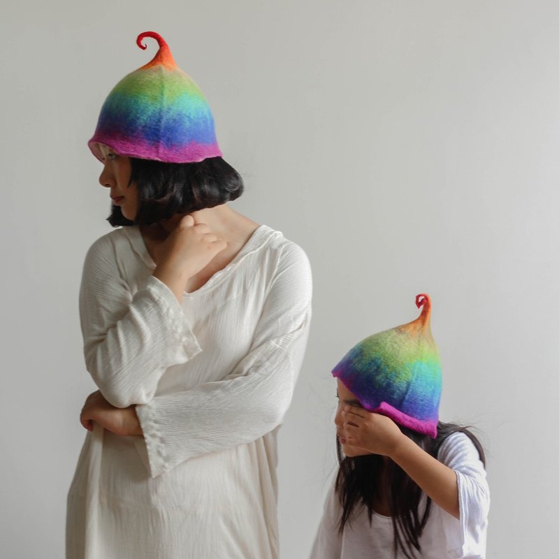 轲人造物原创定制手作羊毛毡帽羊毛毡diy礼物手工湿毡帽秋冬配饰 - 帽子 - 羊毛 