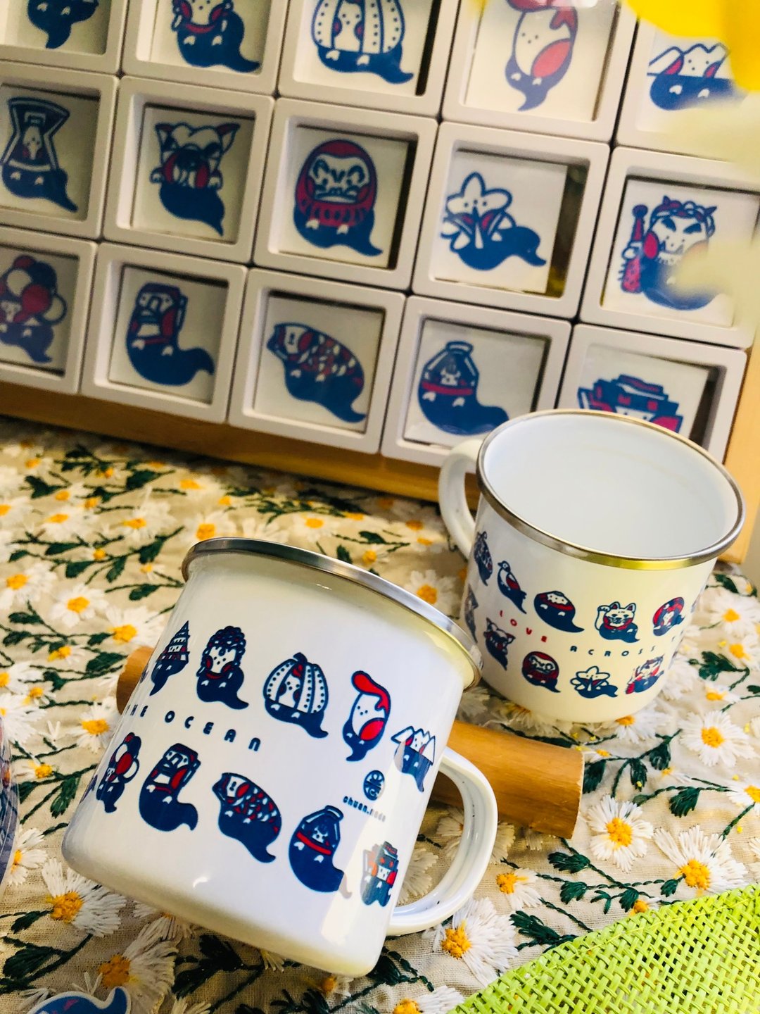 20s飘洋过海日本祭-小鬼幽灵插画搪瓷杯-滤挂咖啡杯 - 咖啡杯/马克杯 - 其他材质 