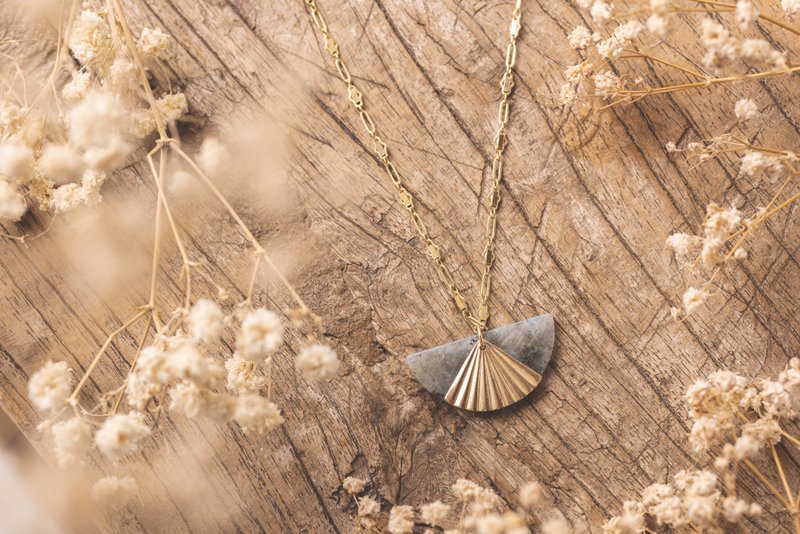 Zoaje VIETNAM 项链 14k 注金, 天然拉长石 - 项链 - 贵金属 绿色