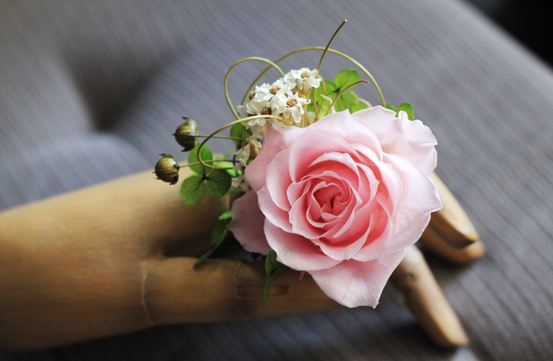 戒指花【不凋花系列】玫瑰花款 / 粉色绿花 - 戒指 - 植物．花 粉红色