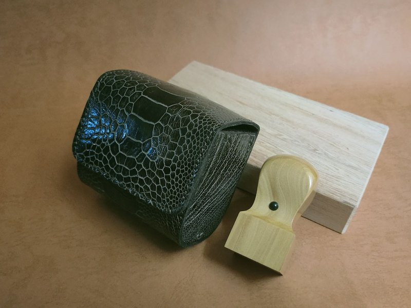 南非进口驼鸟脚部皮革-公司大小章印章盒 - 印章/印台 - 真皮 