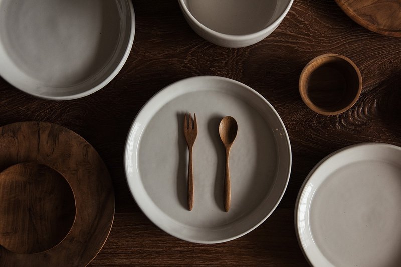 D&L白陶平盘 - 盘子/餐盘/盘架 - 陶 白色