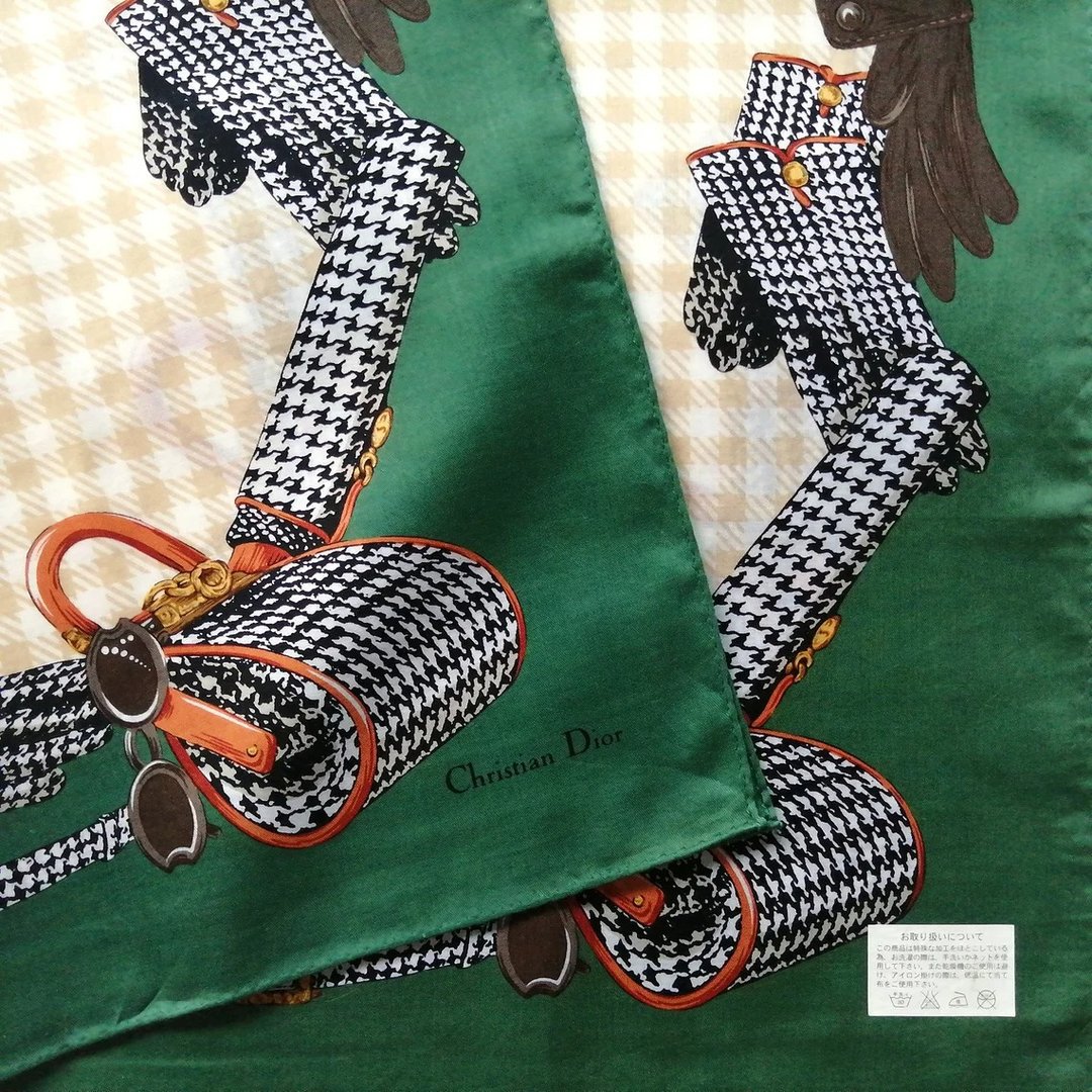 Christian Dior Vintage Scarf Women Accessories 22.5 x 22.5 inches - 丝巾 - 棉．麻 绿色