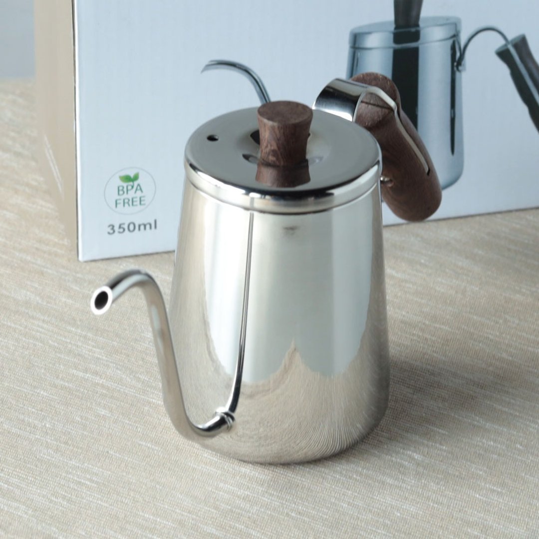 【福利品 5 折起】Driver │ 原木丰臣细口壶 350ml - 咖啡壶/周边 - 不锈钢 银色