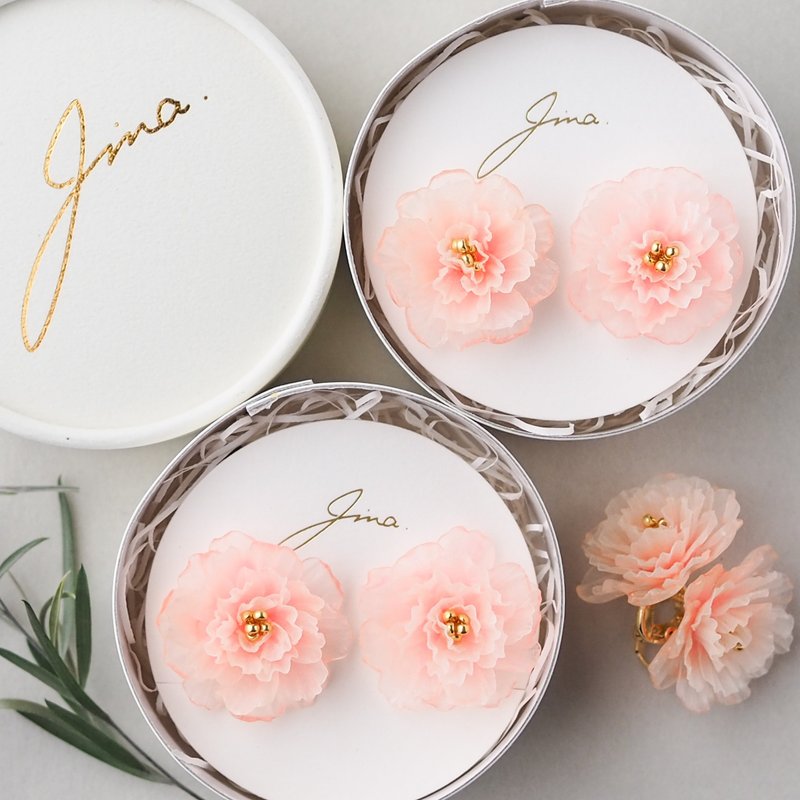 April Earrings/ Clip-On - 耳环/耳夹 - 纸 粉红色