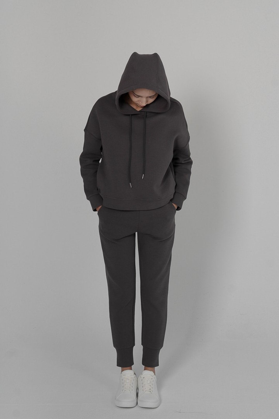 La Lune Scuba Cotton Hoodie - Grey | 厚磅太空棉帽 - 铁灰 - 中性连帽卫衣/T 恤 - 棉．麻 灰色