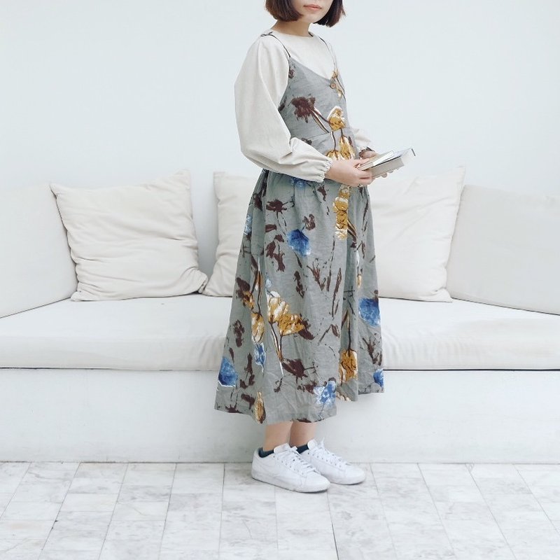 Sunny-Wendy Dress : Green mix Grey Color - 洋装/连衣裙 - 棉．麻 绿色