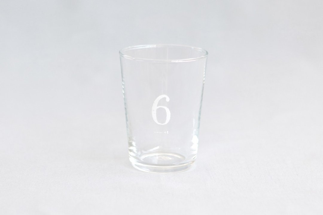 【+t企划】数字杯-白 6 - 玻璃杯 - 玻璃 透明
