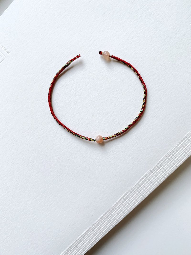 太阳石 / 极细 金刚结 蜡线手环 幸运绳 / 挥别阴霾 - 手链/手环 - 其他材质 橘色