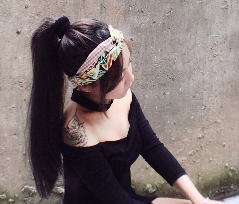 褐色都会丛林-独家双配色手制发带-明-unicorn-Headband #姊妹 闺蜜 朋友 - 发饰 - 棉．麻 咖啡色