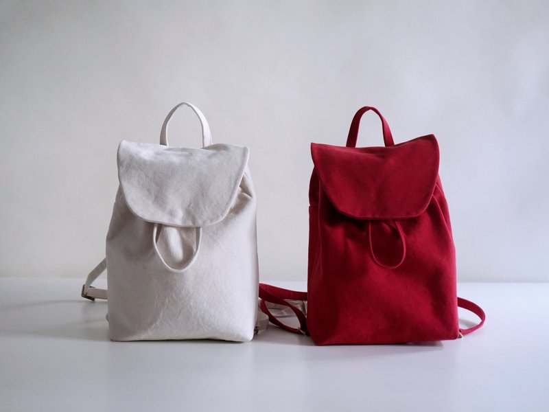 Clear后背包  日本洗旧帆布 washed canvas bagpack - 后背包/双肩包 - 棉．麻 白色