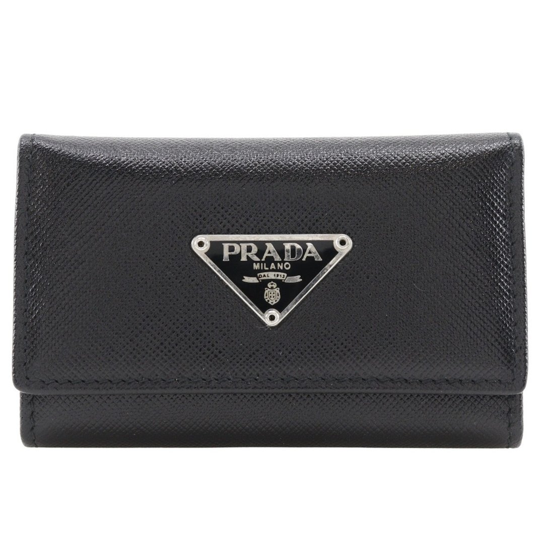 【日本直送】PRADA 经典 Saffiano 皮革 6连 钥匙圈 三角 Logo M222A 黑色 状况良好 (二手) - 钥匙链/钥匙包 - 真皮 黑色