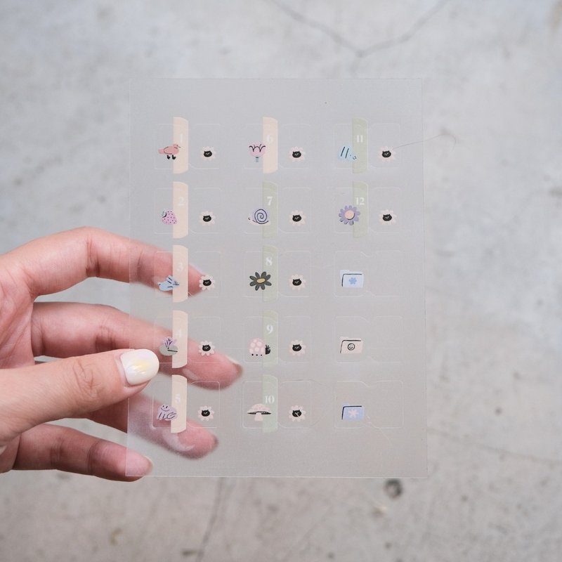 索引雾面月份索引贴纸 : 可爱生物 - 贴纸 - 纸 