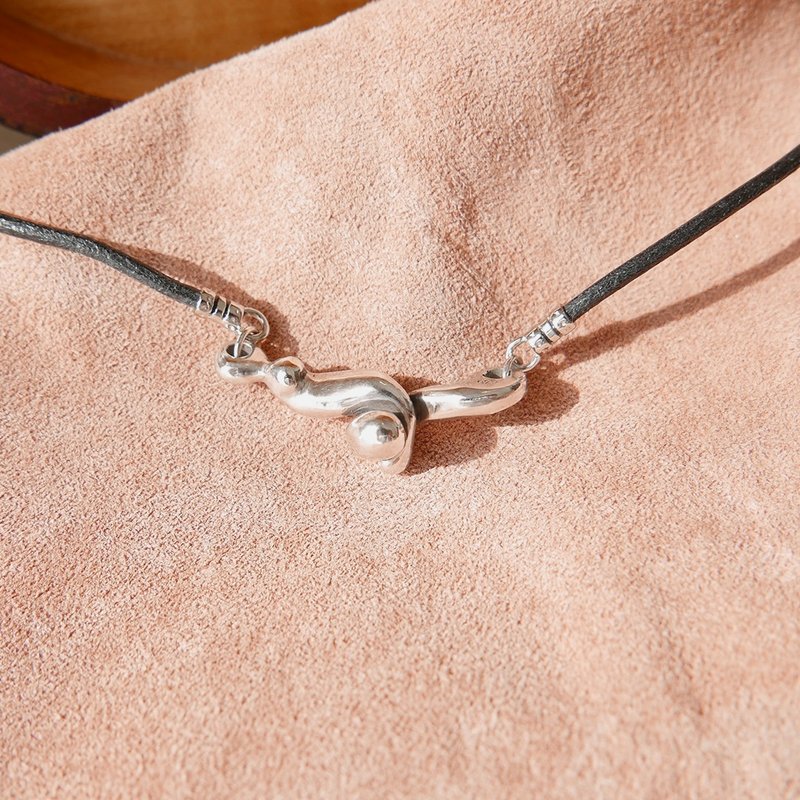 Organic curve necklace/silver935 - 项链 - 纯银 银色