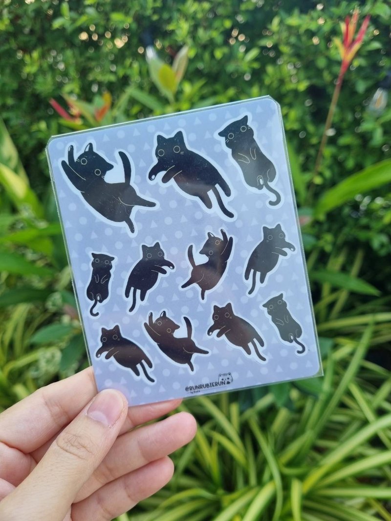 迷你贴纸黑猫。 - 贴纸 - 纸 多色