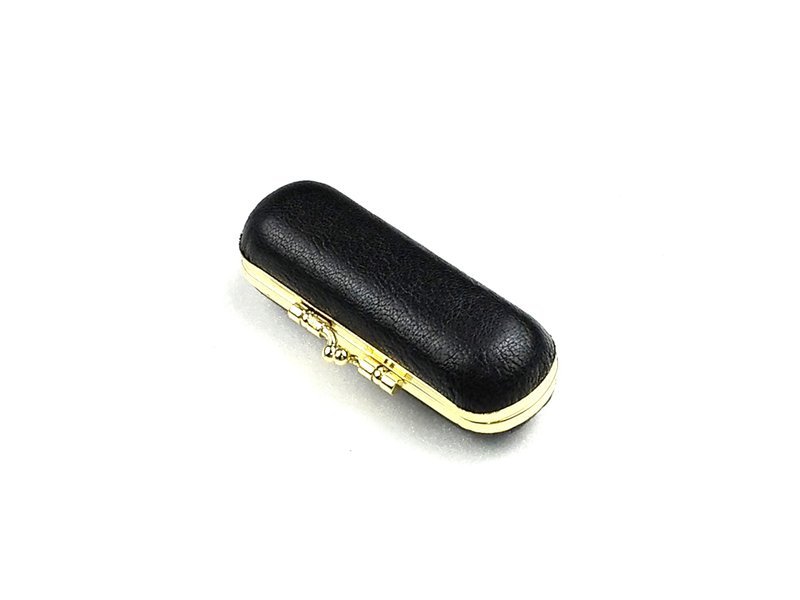 真皮印章口金盒/口红盒/意大利山羊皮/黑色款 - 化妆包/杂物包 - 真皮 黑色