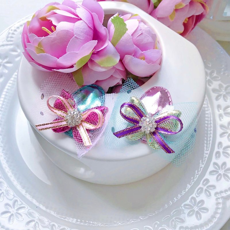 金属感蝴蝶布贴婴儿宝宝儿童闪亮水滴夹bb夹发夹组 - 婴儿饰品 - 其他材质 粉红色