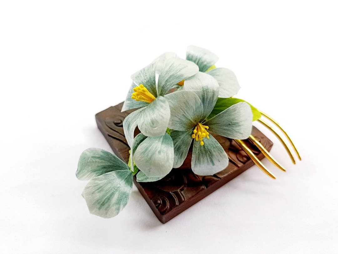石翠冰心 石青色传统绒花手工发簪发饰饰品配件 - 其他 - 绣线 绿色
