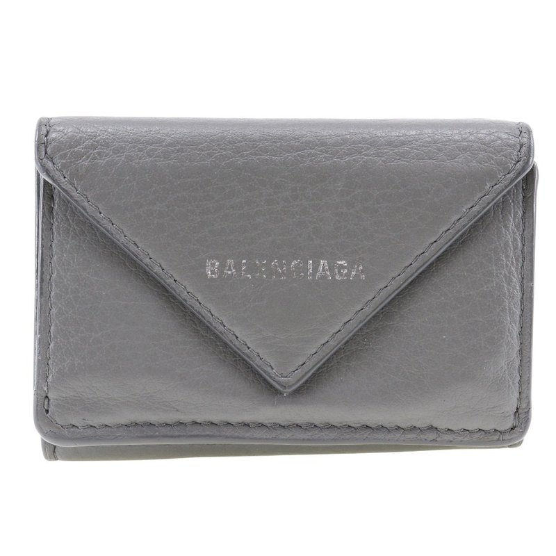 【日本直送】BALENCIAGA 巴黎世家 Paper Wallet 三折式短夹 小牛皮 中性【二手】 - 皮夹/钱包 - 真皮 灰色