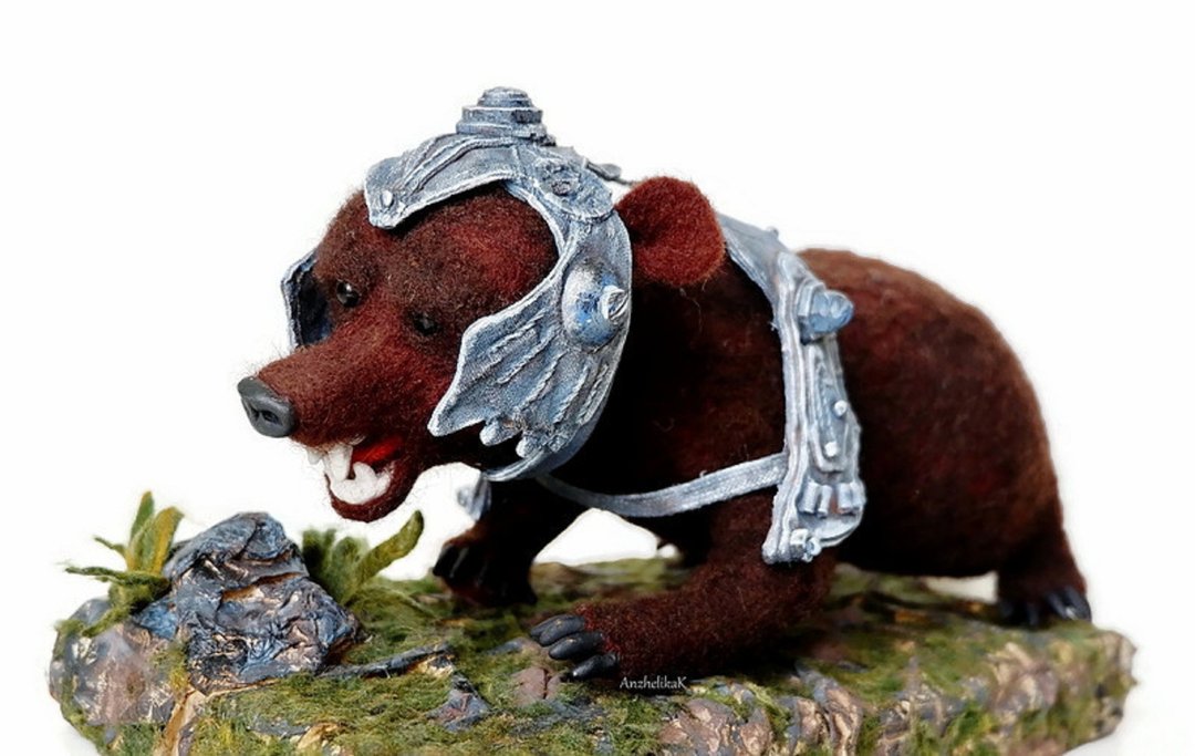 Viking bear toy, interior decorative toy, collectible. - 玩偶/公仔 - 羊毛 咖啡色