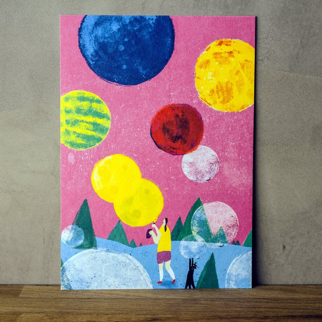 泡泡星球 - 插画明信片 - 卡片/明信片 - 纸 