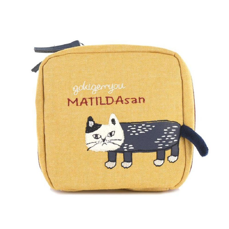 Kusuguru Japan 收纳包 立体猫尾巴 随身万用小包 Matilda 黄色 - 手拿包 - 棉．麻 黄色
