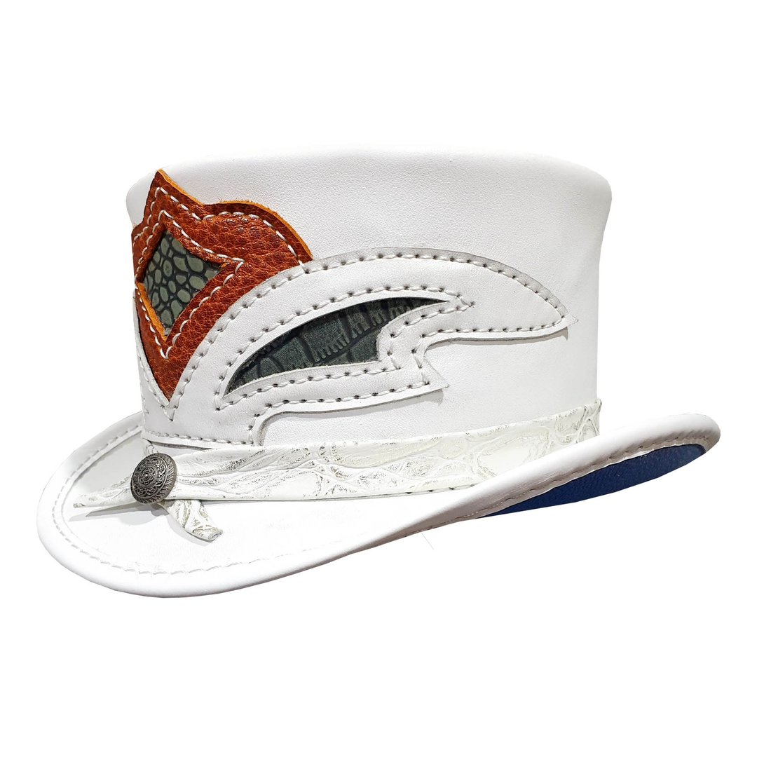 The Storm White Leather Top Hat - 帽子 - 真皮 白色