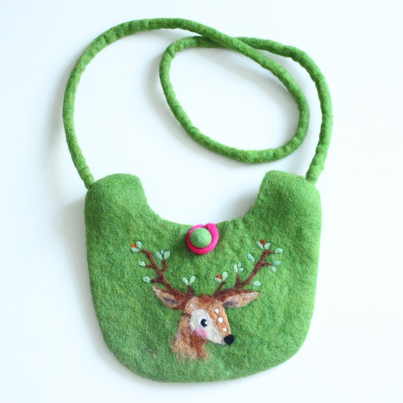 小金鹿羊毛毡袋 - 麋鹿绿色斜背包 - 侧背包/斜挎包 - 羊毛 绿色