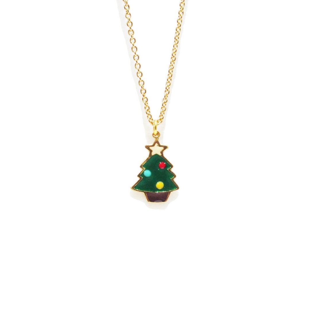 X'mas Tree Necklace - 项链 - 贵金属 绿色