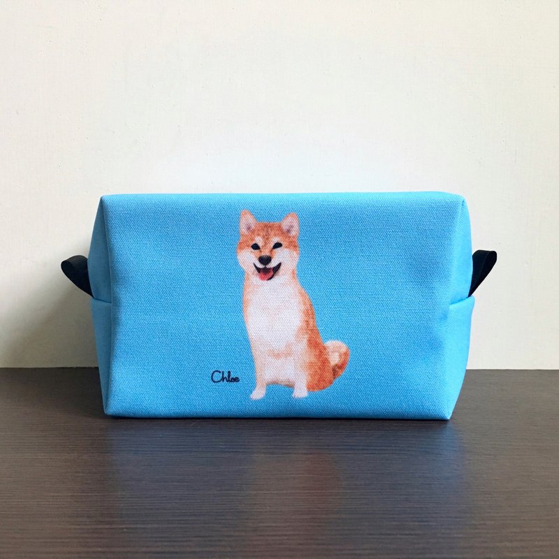 经典汪喵化妆包/收纳包 - 柴犬 - 化妆包/杂物包 - 聚酯纤维 蓝色