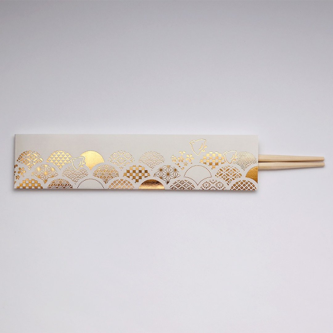 餐具 祝箸 小纹青海波 3双装 - 筷子/筷架 - 纸 金色