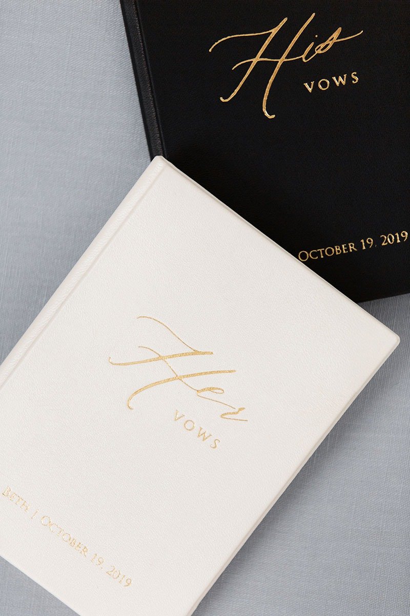 誓词书 - 真皮 13x18 厘米 - 封套式夹子 菜单夹 他的她的誓词 艺术字体 - 文件夹/资料夹 - 真皮 多色