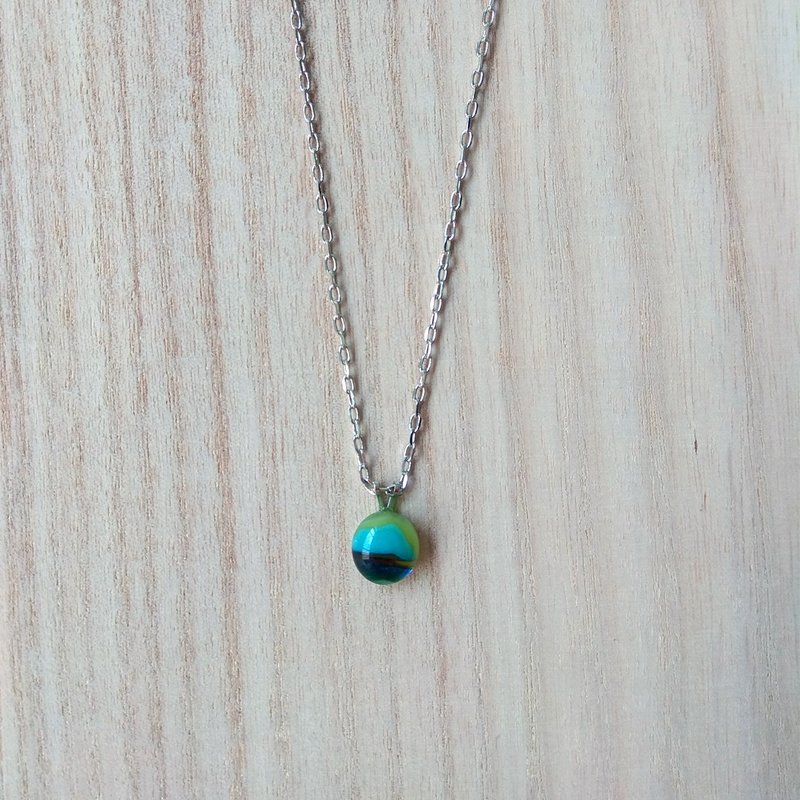 黄河 玻璃项链/锁骨链 - 锁骨链 - 玻璃 蓝色