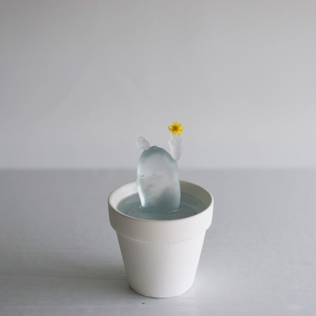 water cactus black kokeshi - 花瓶/陶器 - 塑料 透明