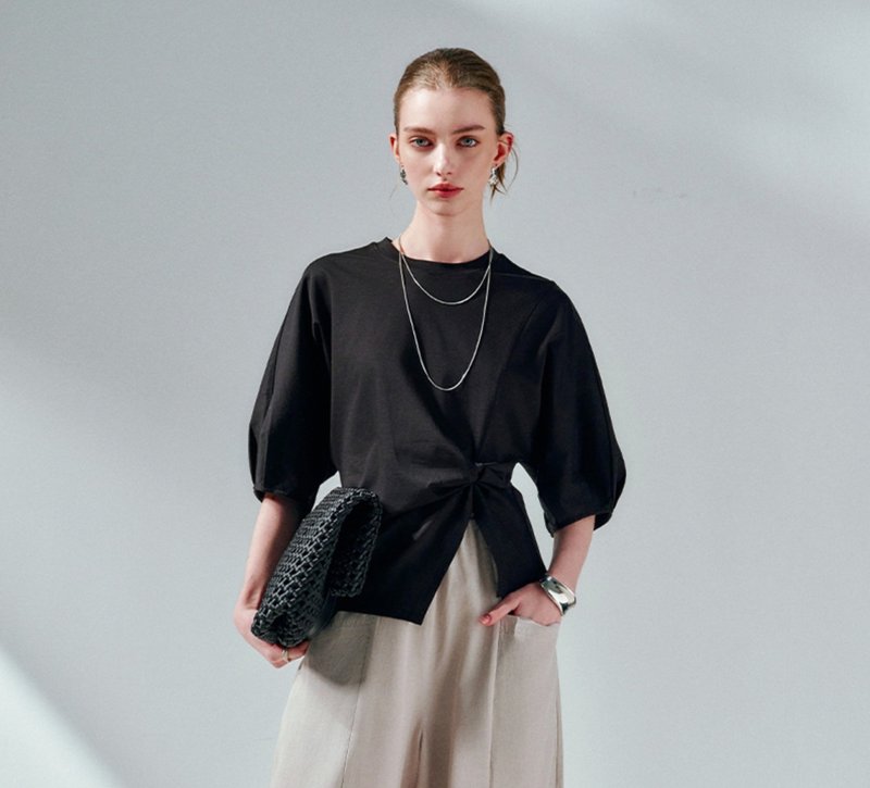 【进口兰精莫代尔】法式簡約/匹马棉堆堆t恤 - 女装 T 恤 - 其他材质 多色